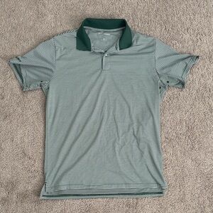 Green/White Striped Golf Polo